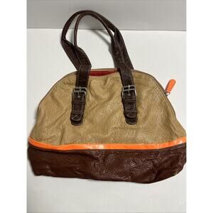 Marc Echo purse/shoulder bag large 16x12 in brown‎ bright orange detail